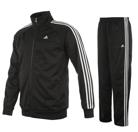 adidas trainingsanzug schwarz mit grünen streifen|Essentials 3.